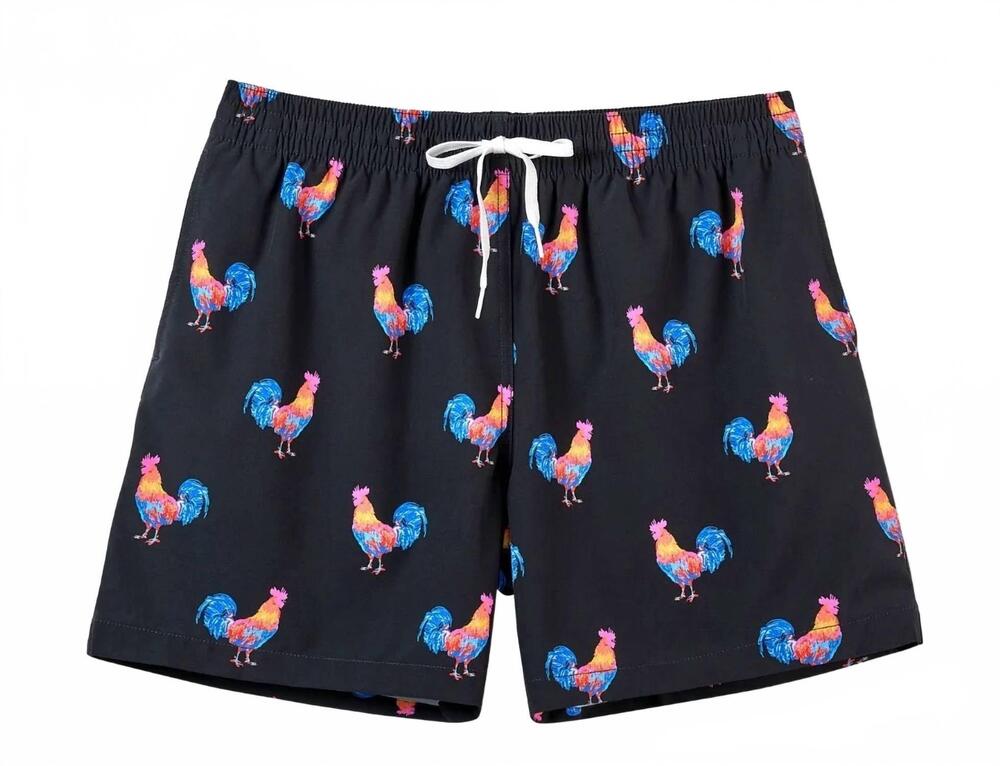 NEW CHUBBIES men's classic lined swim trunk in cockadoodle doozies